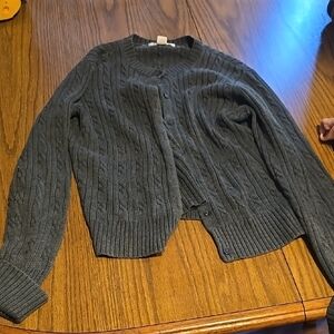 Women's Cable Knit Cardigan Sweater - Dark Gray